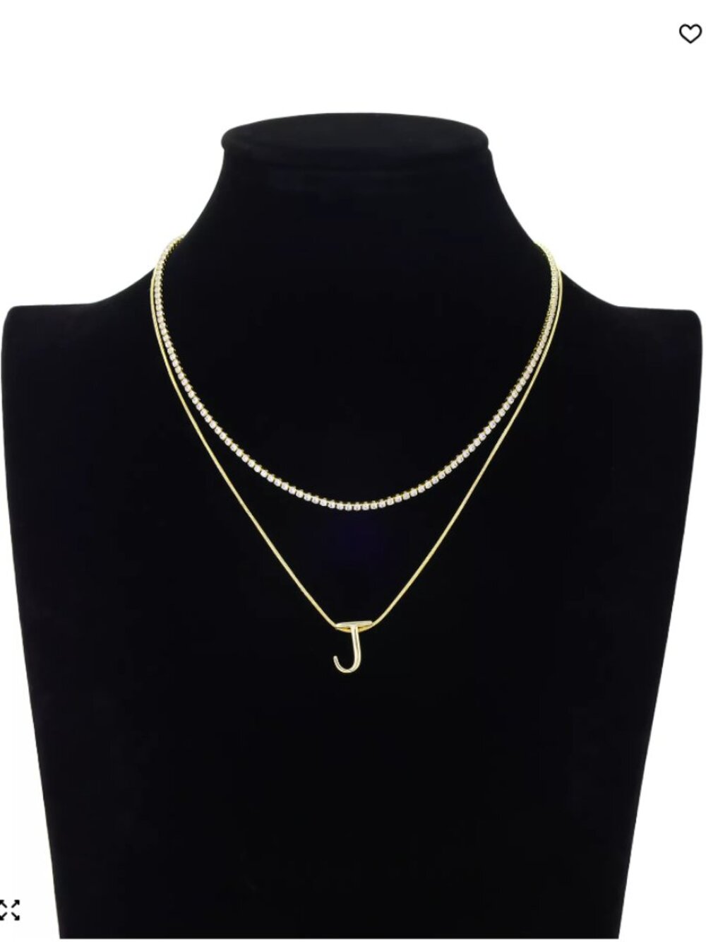 Letter Initial "J" Snake / Cubic Zirconia Chain Necklace Set by Unwritten